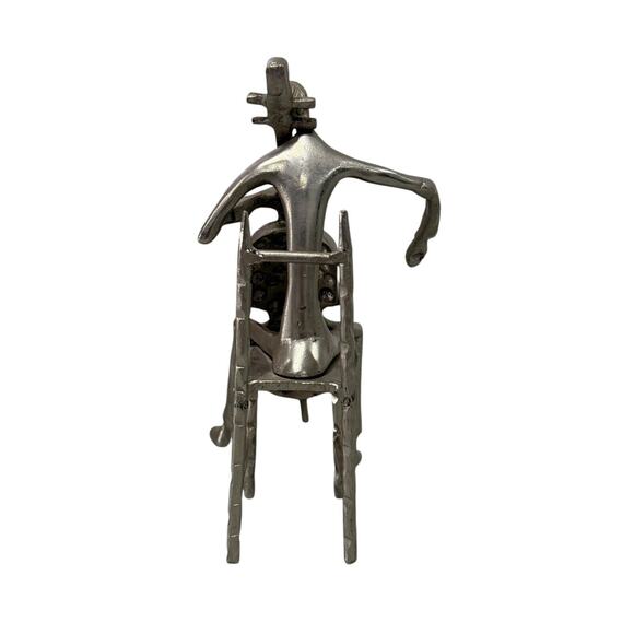 Metal Sculpture Musician 9” Cellist Soloist Metal Art Deco Abstract Gifting - Picture 3 of 8